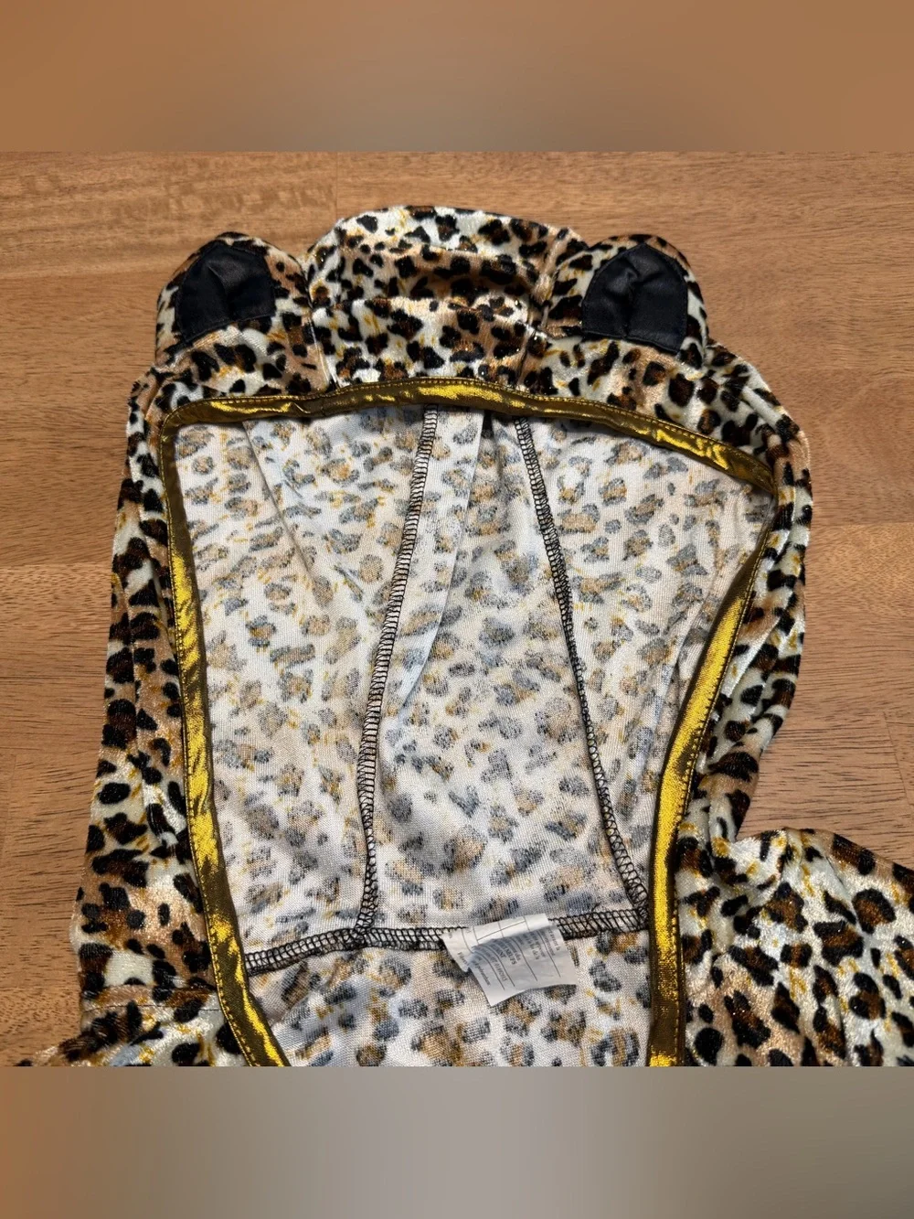 Sassy Spots Leopard Print Costume Girls Size XL Cat Feline Hooded Dress EUC